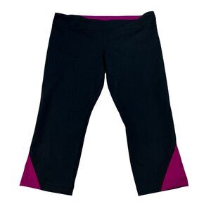 Under Armour Studio Women’s Cropped Leggings Black/Fuchsia Size XL New